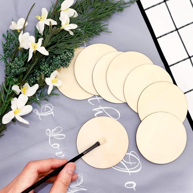 120 Pcs Unfinished Wood Circle Coins, 2 Inch Natural Wood Slices, Disc Blank - Image 4