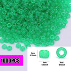 1000Pcs Pony Beads Bracelet 9mm Green Glitter Plastic Barrel Pony Beads - Image 2