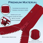 ANPURZII 2PCS #5 45 Inch Red Separating Jacket Zippers - Image 3