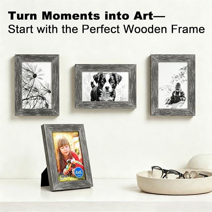 RPJC 4x6 Picture Frames Made of Solid Wood and High Definition Glass - Image 2