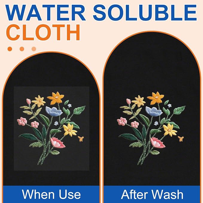 FURWEY 12PCS 8.5"x11" Wash Away Embroidery Stabilizer – Self Adhesive & - Image 7
