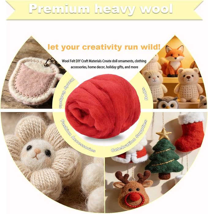 Wool Roving-3.5oz Needle Felting Wool, Soft Multi-Color Wool Fiber, Perfect - Image 3