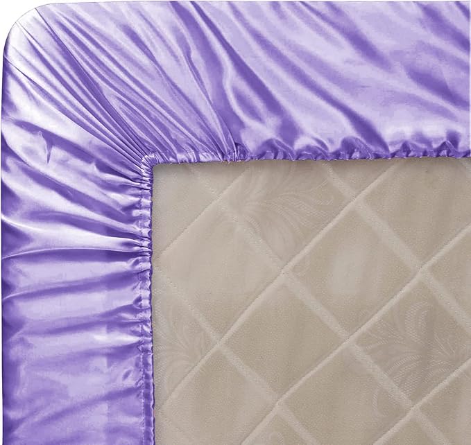 Homiest Lavender Satin Fitted Sheet King Size, Deep Pocket, Luxury & Ultra Soft - Image 6
