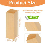 Acrux7 8 Pack 8 x 2 x 2 Inch Basswood Carving Blocks, Natural Unfinished Bass - Image 2