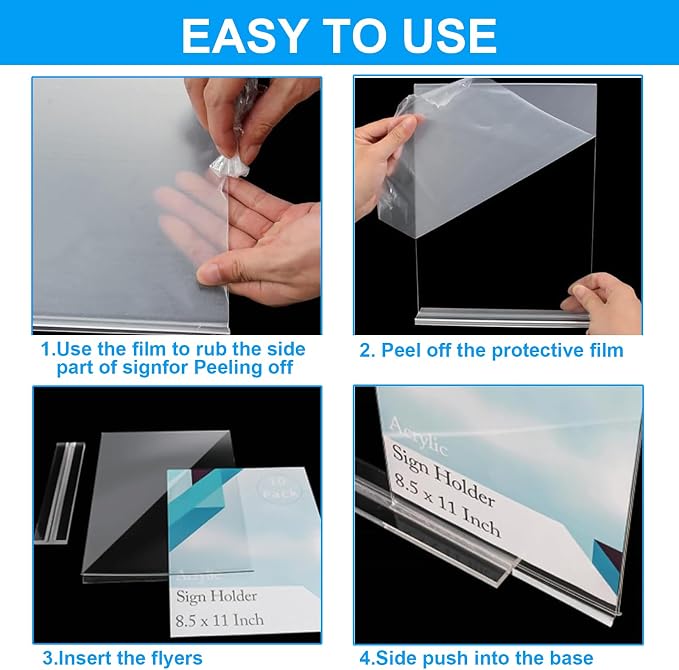 EHWINE 24 Pack Acrylic Sign Holders 4x6 Double-Sided Tabletop Display Stands - Image 5