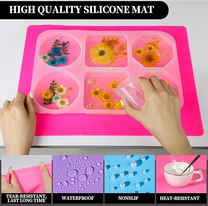 LEOBRO Silicone Mat for Resin Molds, UV Resin, Play Dough Mat, Clay Mat - Image 3