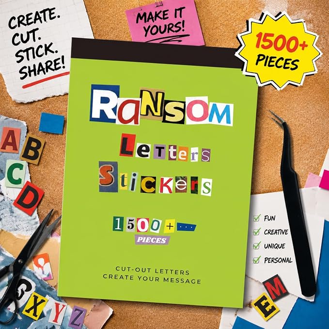 Letter Stickers Book-Scrapbook Supplies | 1500Pcs Vintage Ransom Alphabet - Image 6