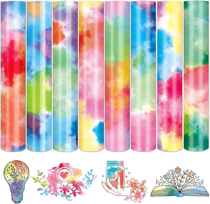 Tintnut Tie Dye Heat Transfer Vinyl, 8 Sheets 10"x12" Iron on Vinyl | by Tintnut