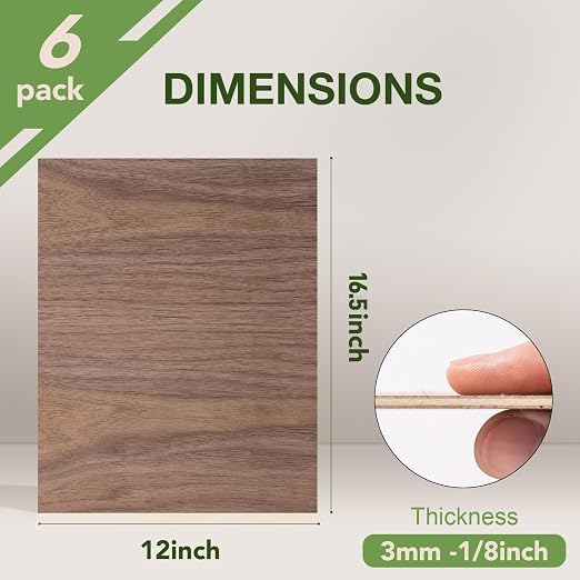 6 Pack Walnut Plywood Sheets, 12 x 16.5 x 1/8 Inch, 3mm Plywood - Image 2