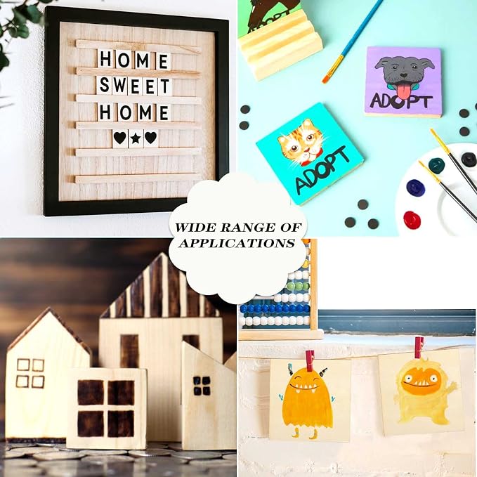 30PCS Wooden Squares for Crafts, 1/4 Inch Thick Natural Blank Square Blocks - Image 5