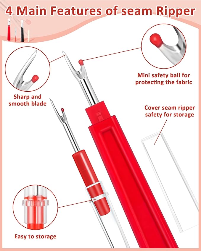 FIVEIZERO Seam Rippers for Sewing – 2 Big and 2 Small Stitch Remover Tools - Image 3