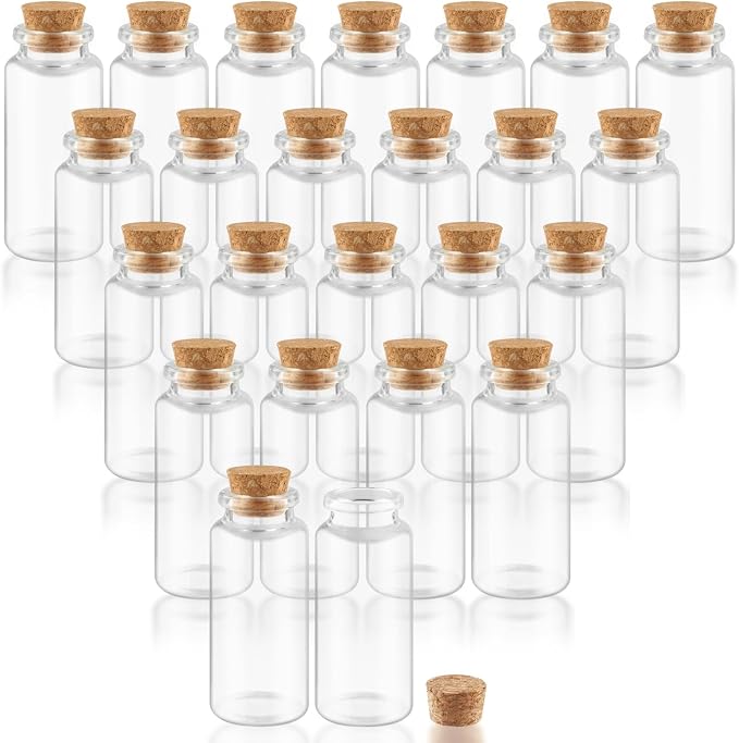 24 Pcs 30ml/1oz Glass Bottles Transparent Mini Glass Vials Empty Sample by Cositina