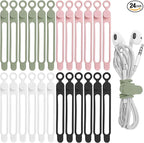 24Pcs Silicone Cable Straps Cord Organizer by ELECTRONICSORGANIZATION