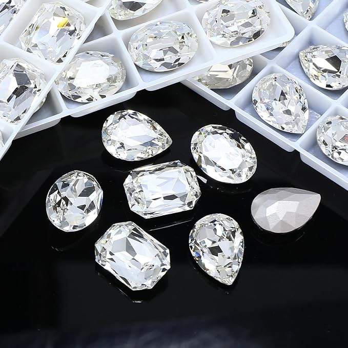 24Pcs Point Back Glass Rhinestones, 18 * 13MM Oval Shape Faceted Rhinestones - Image 4