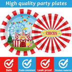 200pcs Circus Party Plates Napkins Forks Carnival Themed Party Tableware Set - Image 4