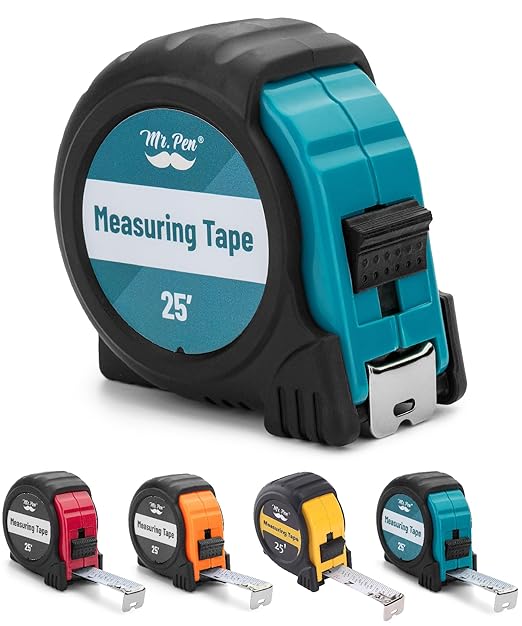 Mr. Pen- Retractable Tape Measure 25 ft, Teal & Black, Easy Read | Steel by MrPen