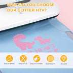 HTVRONT Pink Glitter HTV Vinyl- 10” x 5ft Pink Glitter Iron On Vinyl | Pink - Image 2