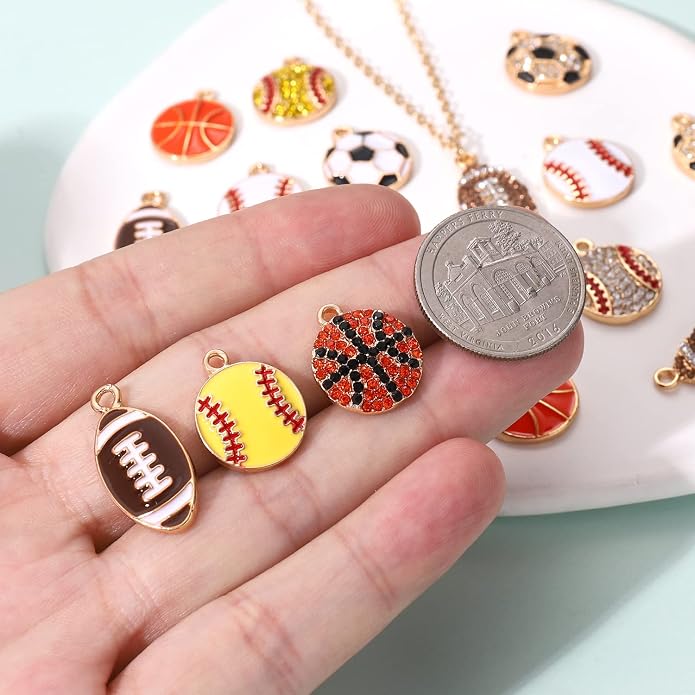 20PCS Sports Charms Enamel Basketball Baseball Pendant Charms - Image 5