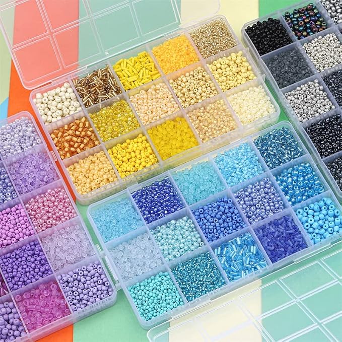 15 Grid Black Glass Seed Bugle Tube Beads Kit - Image 5