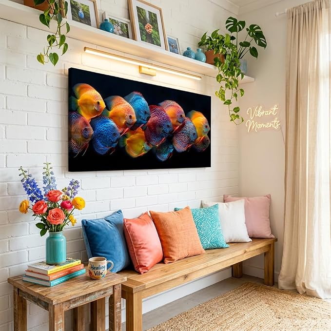 ZESTRILIA Colorful Discus Fish Canvas Wall Art, Vibrant Tropical Fish Print - Image 3