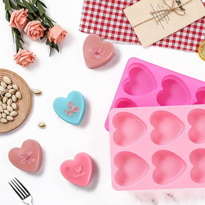 SJ Silicone Soap Molds 2 Packs, Heart Shape Soap Molds - Image 2