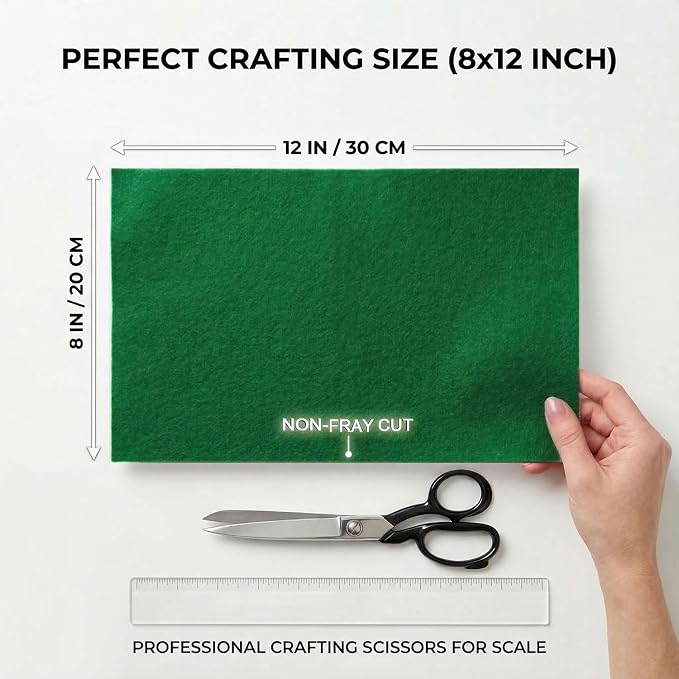 Emerald Green Felt Fabric Sheets Stiff 20 Pcs 8" X 12", 1mm Thick Assorted - Image 2
