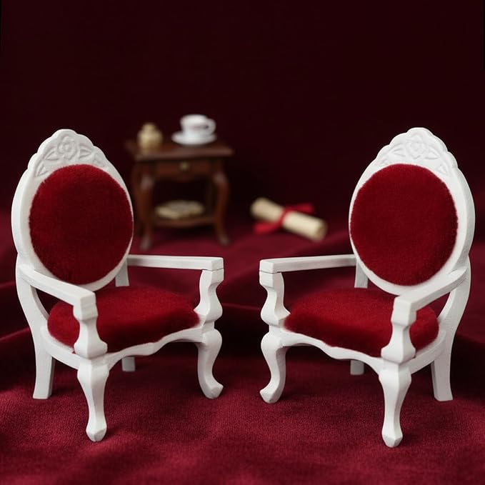 Dollhouse Chair 2PCS Miniature Furniture Retro Vintage Chair Wooden Accessories - Image 5