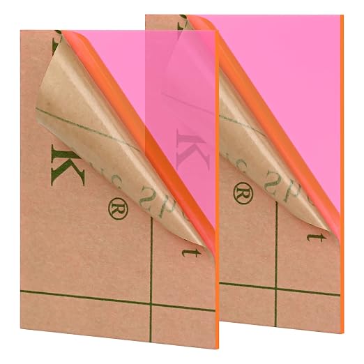 Lesnlok Fluorescent red Acrylic Sheets 1/8 inch Thick 3mm 2 Pack 8 x 10 Clear by Lesnlok