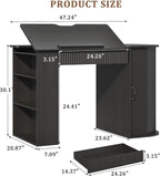 Drafting Table with Storage Cabinet & Drawers, Adjustable Drawing Table with - Image 2