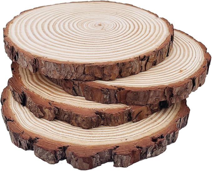 Natural Round Discs Rustic Wood Slices 4 PCS 8.2-9 inch Unfinished Wood kit by WilliamCraftCalifornia