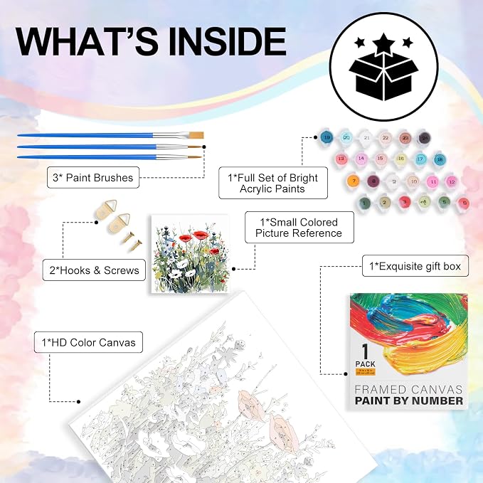 Yezavesu Flower Framed Paint by Numbers Kit - Image 4