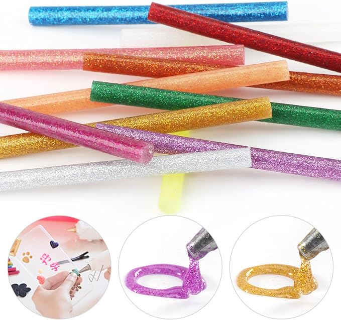 Colored Hot Glue Sticks Mini, 3.93 x 0.27 in Glitter Glue Stick, EVA Adhesive - Image 5