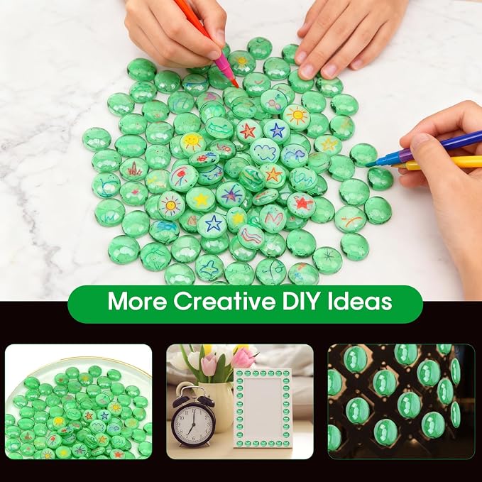 2 lb Green Glass Beads for Vases, Glass Pebbles - Image 7