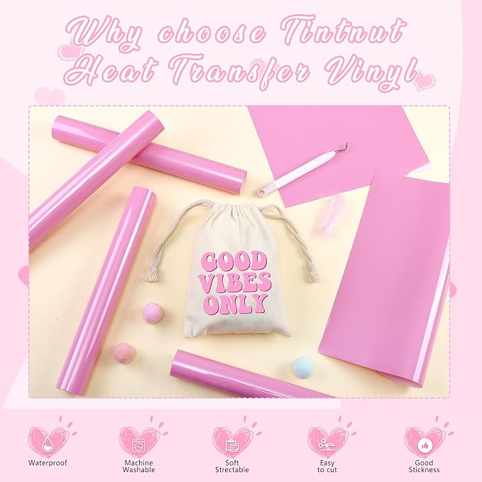 Tintnut Light Pink Heat Transfer Vinyl, easy cut & weed, stretch washable - Image 3