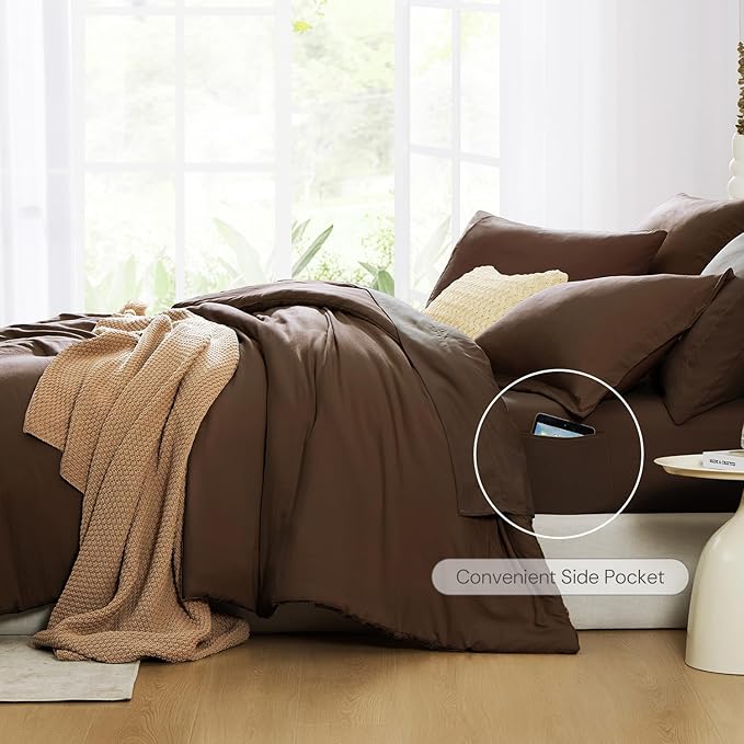 WRENSONGE Full Size Comforter Sets, 7 Pieces Chocolate Brown Bed in a Bag - Image 5