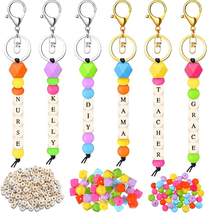 Landical 342 Pcs DIY Bead Keychain Kit Colorful Silicone Bead Personalized by Landical