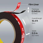 Double Sided Heavy Duty Tape, 16.4 FT × 0.5 in Mounting Adhesive Foam Tape - Image 2