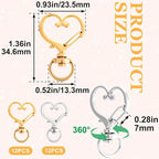 24 PCS Swivel Keychain Clasps, Heavy Duty Heart Shaped Spring Snap Clips - Image 2