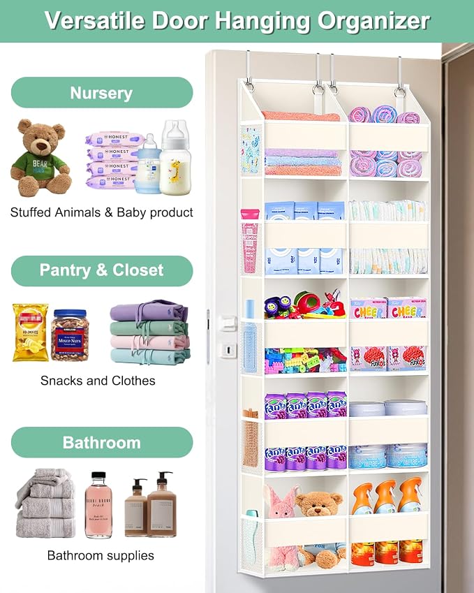 UVIAHOMI Heavy Duty Over The Door Organizer 5 Tiers, Extra Large Behind Door - Image 6