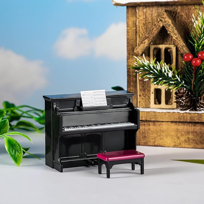 Civaner 24 Pcs Dollhouse Musical Instruments Christmas Miniature Violin Piano - Image 5
