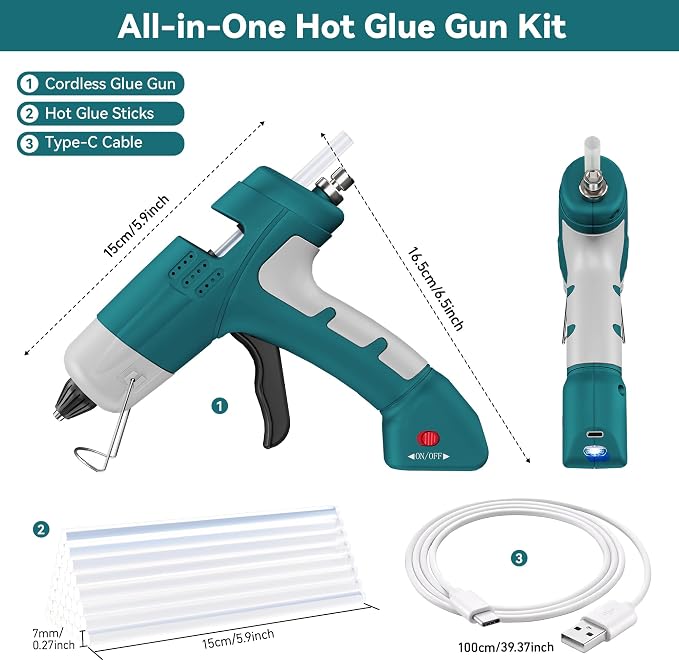 Cordless Hot Glue Gun Kit, 20W Lithium Battery Rechargeable Hot Melt Glue Gun - Image 2
