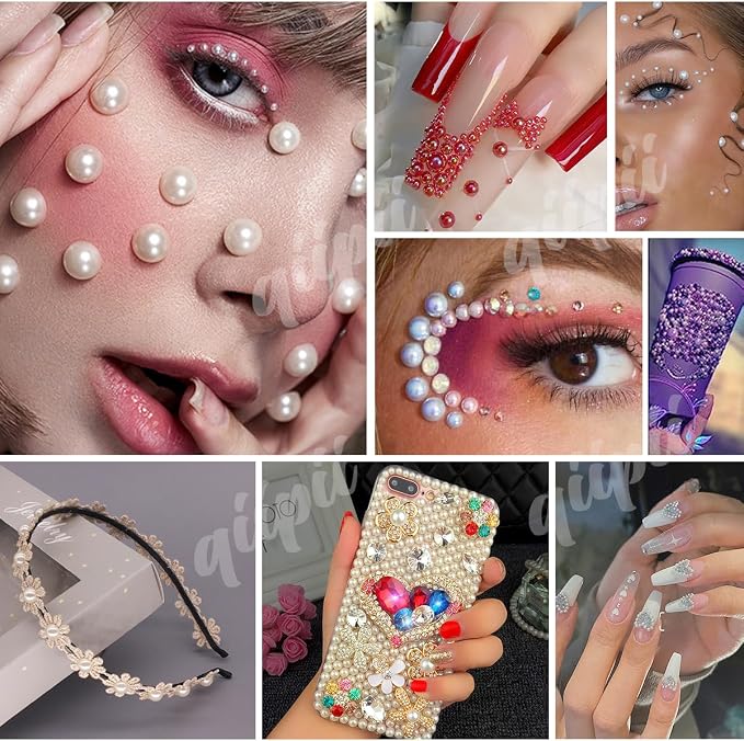 qiipii 1650PCS 5mm Rose Red Half Round Pearls Bulk - Image 7