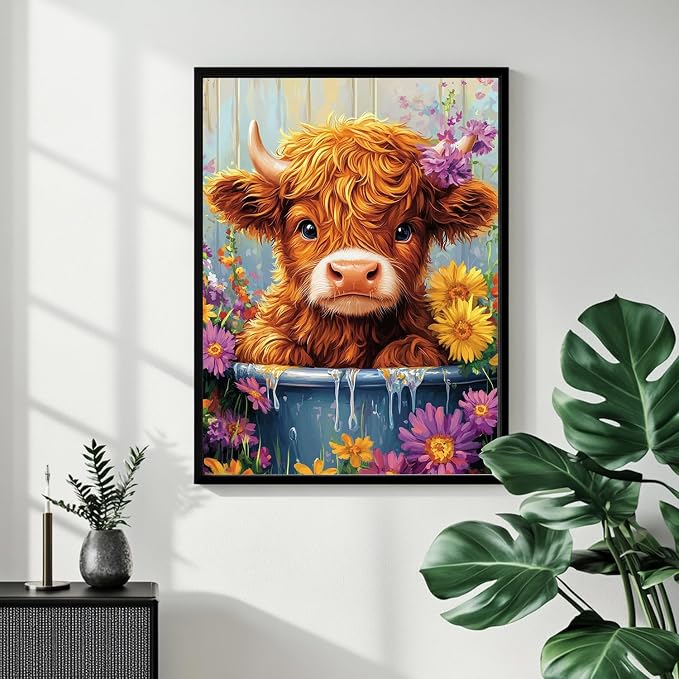 Cow Paint by Numbers for Adult, Highland Cow Paint by Numbers Kit for Adults - Image 9