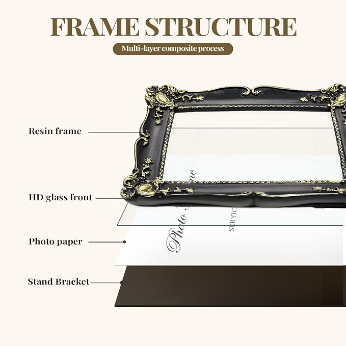 Cuspin 8x10 Picture Frame Black and Gold Frames, Vintage Ornate Resin Photo - Image 8