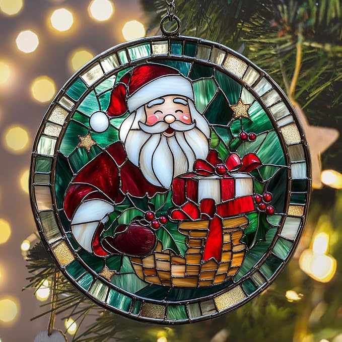 Santa Claus and Presents Acrylic Suncatcher Stained Glass Effect Window Car - Image 6
