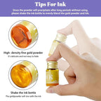 Glass Dip Pen Ink Set, 2 Crystal Signature Glass Pen, 12 Gold Powder Drawing - Image 3