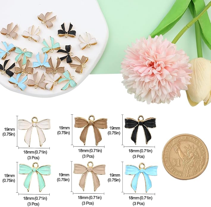 Bow Charms for Bracelet Jewelry Making Cute Bracelet Charms | 18Pcs, Bow Charms - Image 7