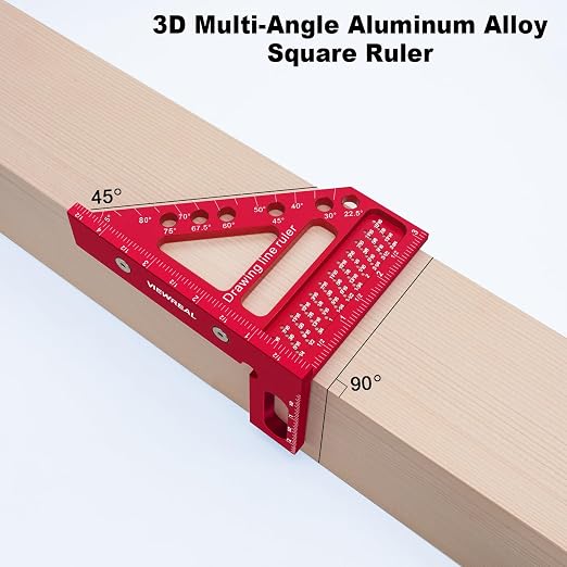 Premium Carpenter Square Hole Scribing Ruler Woodworking Square 22.5-90 Degree - Image 5