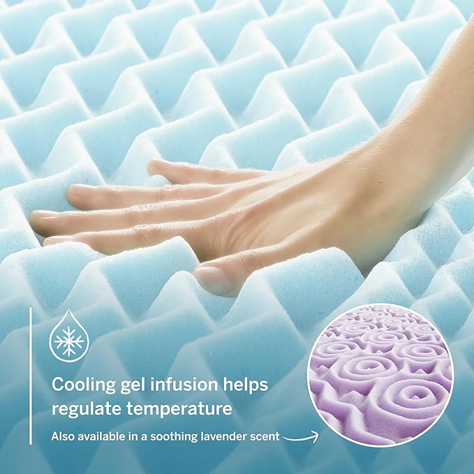 LUCID 2 Inch Gel Memory Foam Mattress Topper, Twin size – 5 Zones – Cooling Gel - Image 3