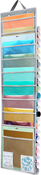 Hanging Vinyl Organizer, Double-Sided, 12x12 Paper Storage by ZENXUS